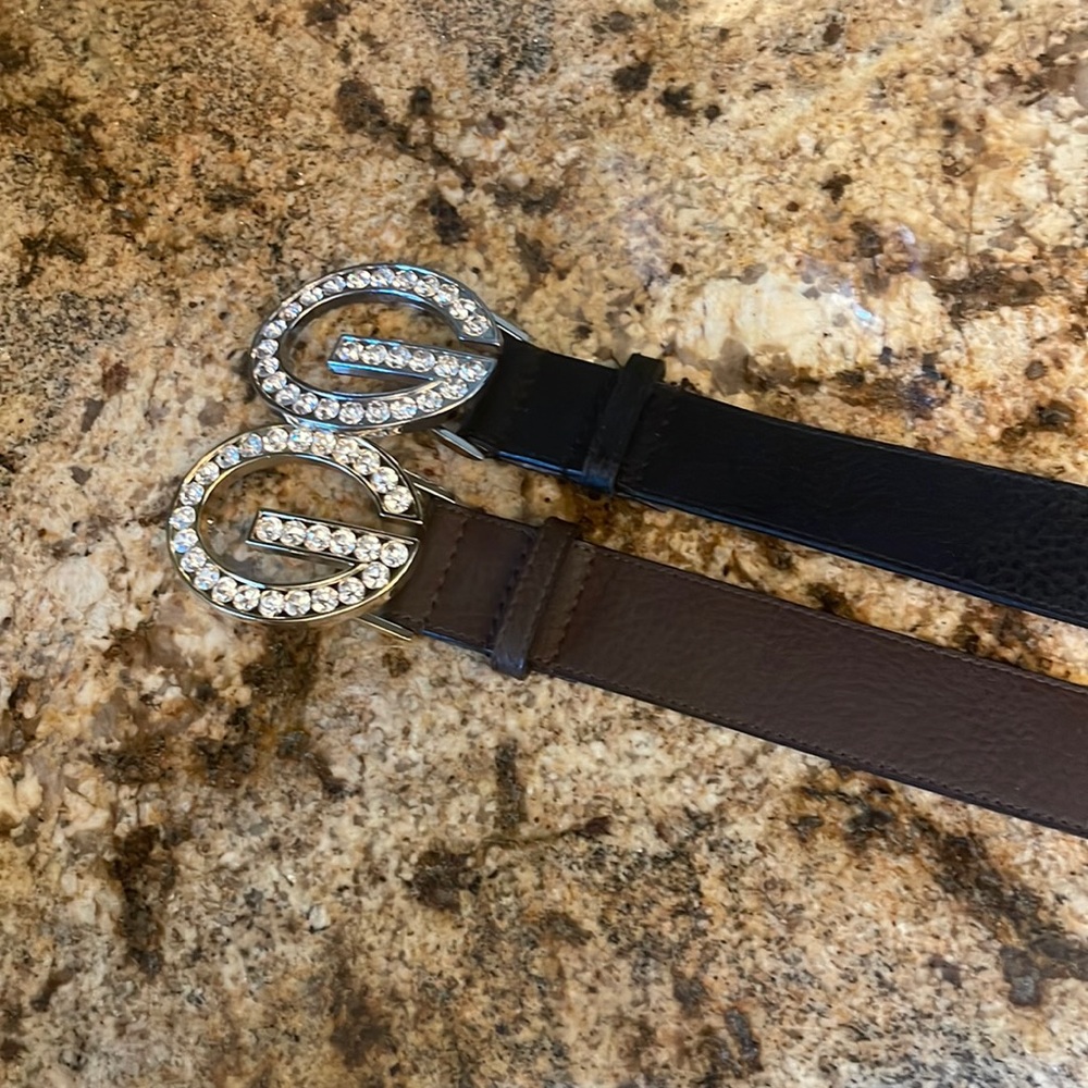 Guess Rhinestone Belts Black and Brown